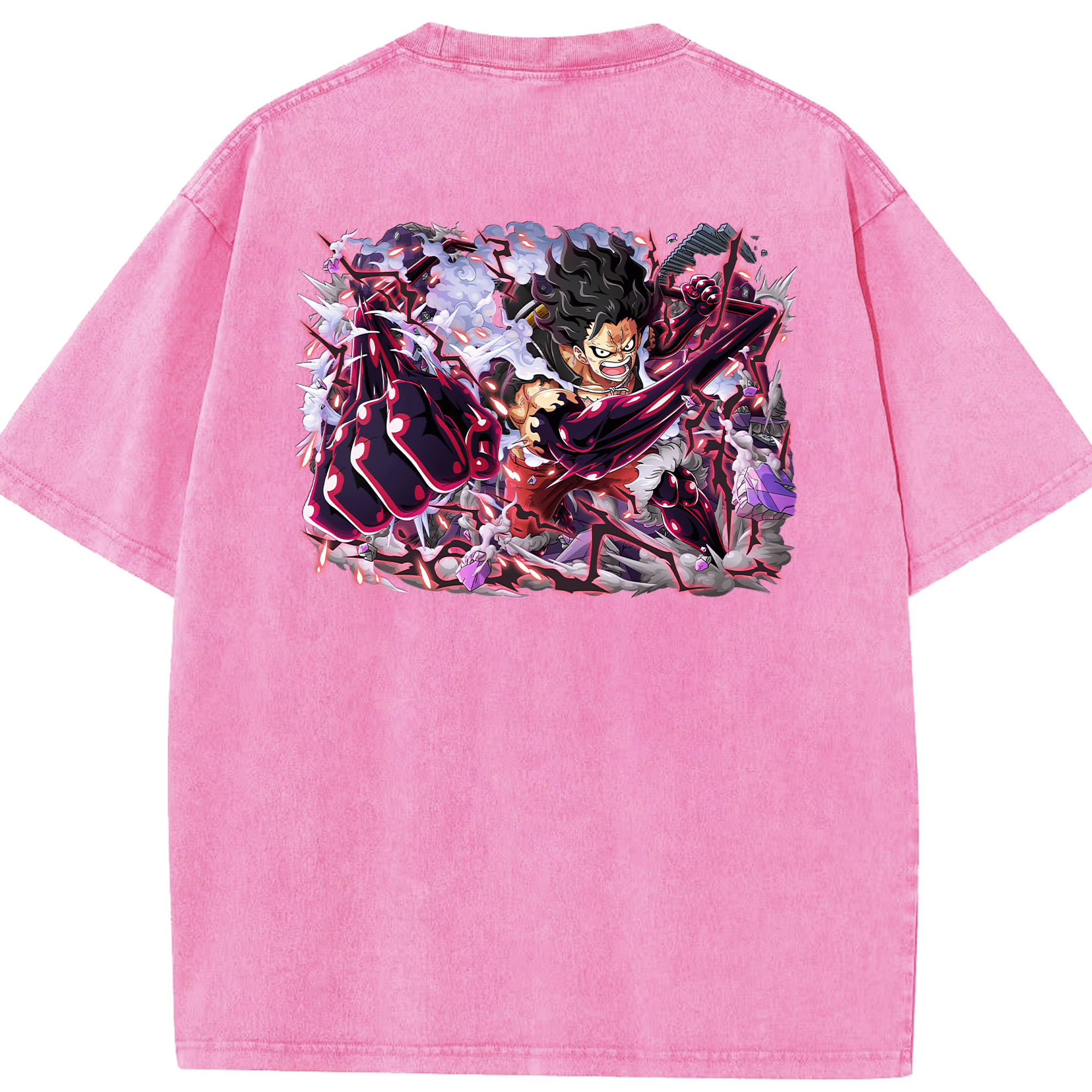 ワンピース モンキー・D・ルフィ ONE PIECE Monkey D. Luffy 綿100% ヴィンテージ風 半袖Tシャツ（背面プリント）
